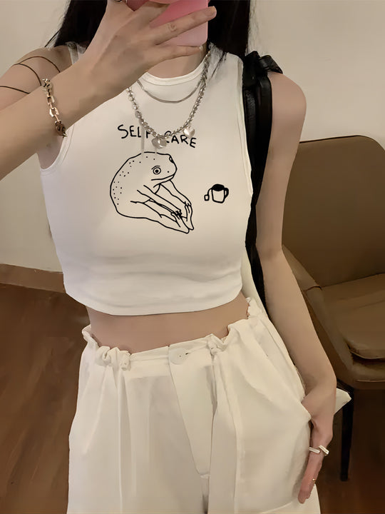 Damen Crop-Top mit kreativem Spruch und lässigem Schnitt R&B
