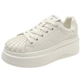 Damen Sneaker mit modischem Plateau und plissierter Vorderkappe R&B
