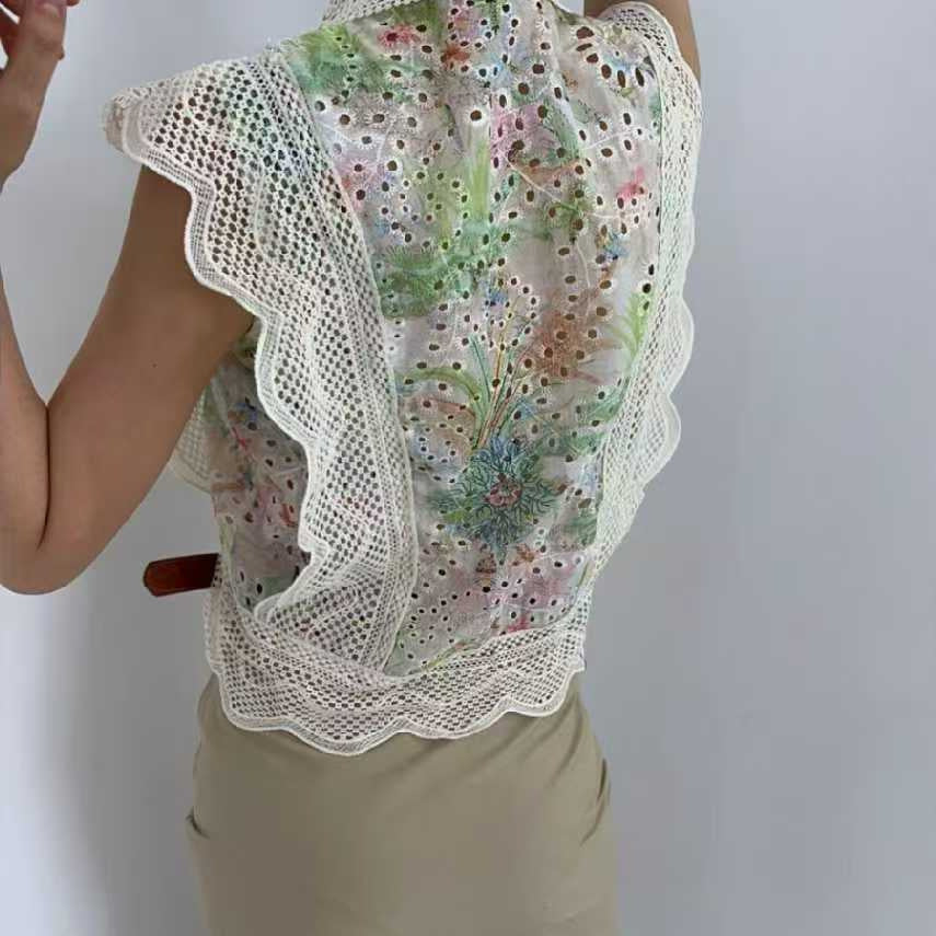 Damen elegante Bluse mit Cut-Out-Ärmeln und schickem Spitzenbesatz R&B