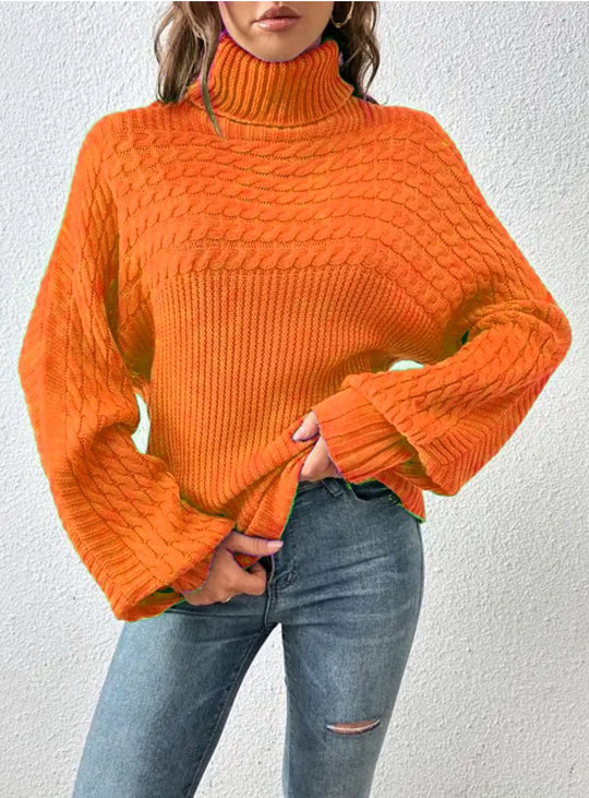 Damen Gemütlicher Rollkragenpullover mit strukturiertem Design R&B