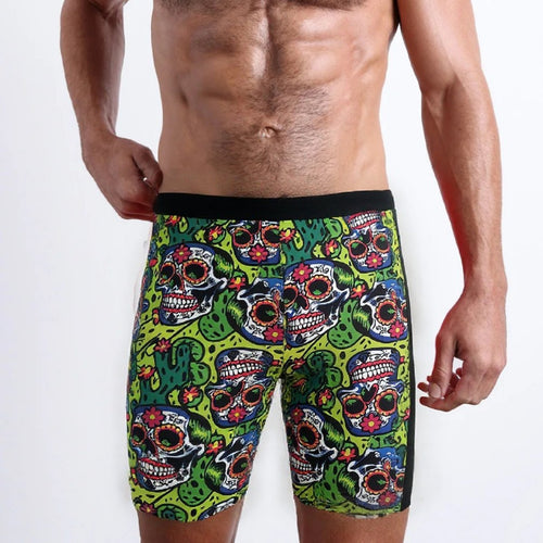 Herren Badeshorts mit kreativem Totenkopf-Design und elastischem Bund R&B