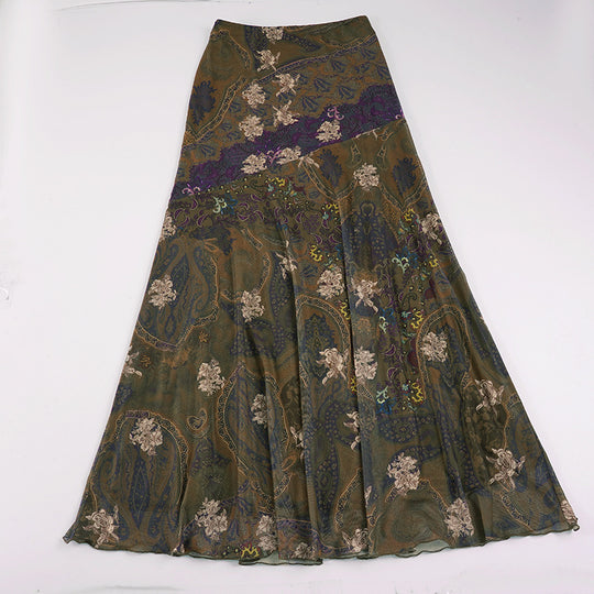 Damen Maxirock im eleganten Boho-Stil mit floralem Muster R&B
