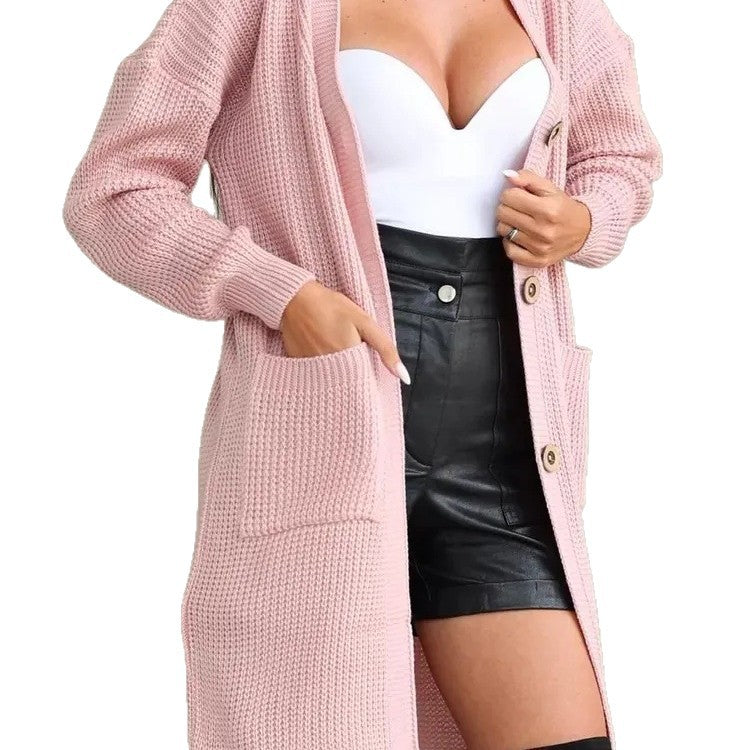 Damen Grobstrick-Cardigan mit schlichten Holzknöpfen und praktischen Taschen R&B
