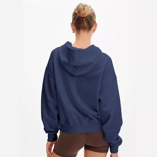 Damen Kapuzenpullover mit halbem Reißverschluss und Kängurutasche R&B