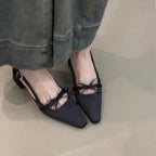 Damen elegante Slingback-Ballerinas mit dekorativem Schleifenakzent R&B