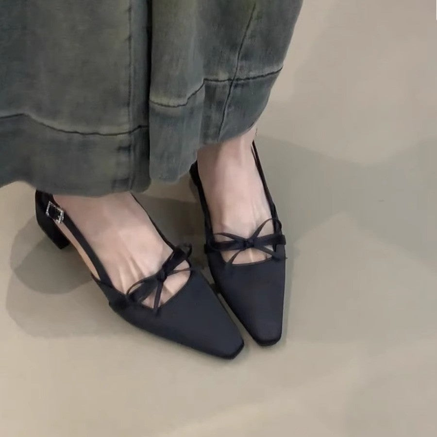 Damen elegante Slingback-Ballerinas mit dekorativem Schleifenakzent R&B