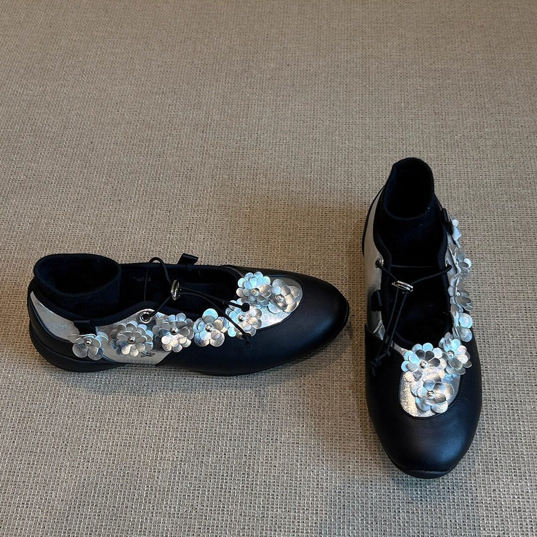 Damen modische Ballerinas mit floralem Akzent R&B