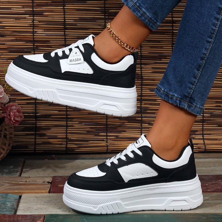 Damen Komfortable Plateau-Sneaker mit atmungsaktivem Obermaterial und stoßdämpfender Sohle R&B
