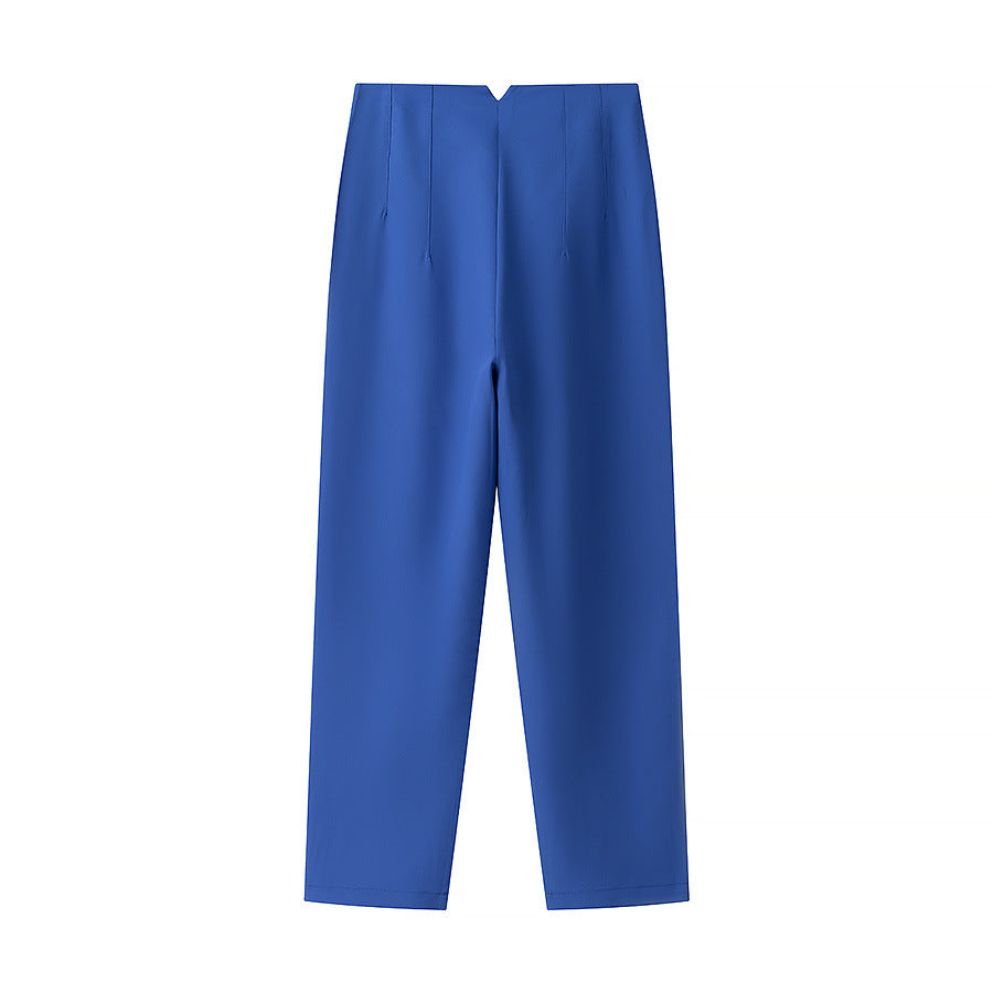 Damen elegante Hochbundhose mit feinen Falten und praktischen Taschen R&B