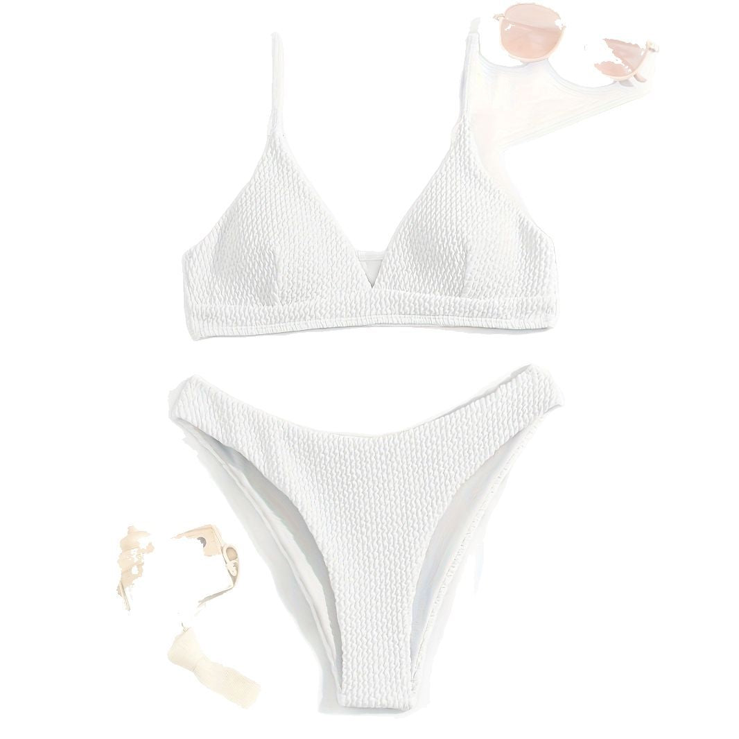 Damen Triangle-Bikini mit Struktur und schmalen Trägern R&B