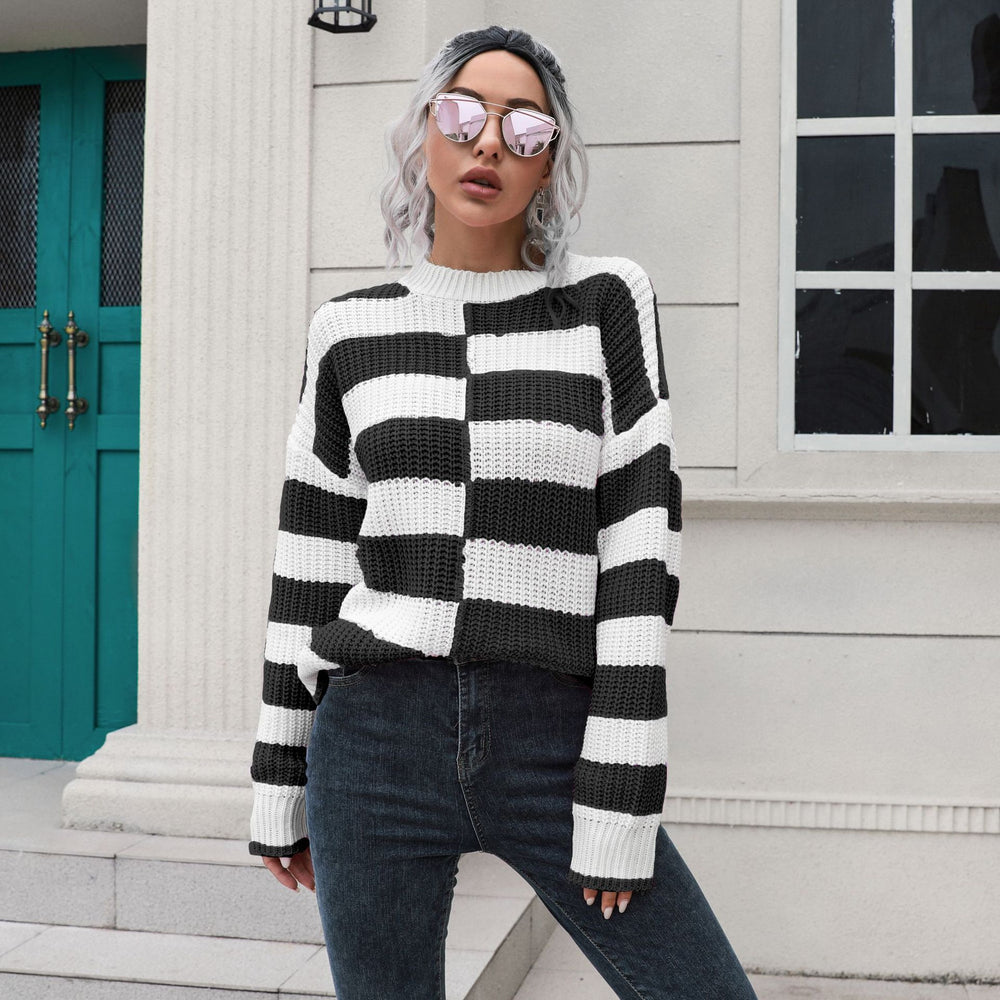 Damen Lässiger Streifenpullover mit weichem Material und lässigem Schnitt R&B