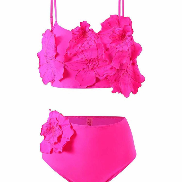 Damen Zweiteiliges Bikini-Set mit floralem Design und hochgeschnittenem Slip R&B