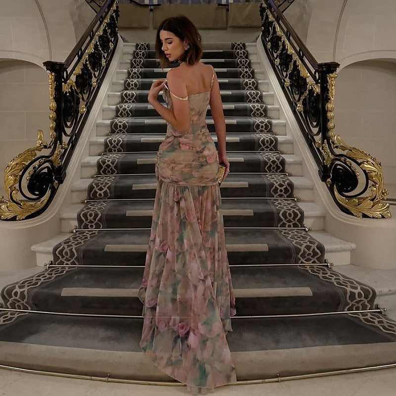 Damen Elegant und fließendes Maxikleid mit floralem Motiv R&B