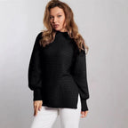 Damen modischer Strickpullover mit strukturiertem Muster und weitem Schnitt R&B