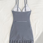 Damen Strandkleid mit modischen Raffungselementen und femininem V-Ausschnitt R&B