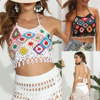 Damen Häkel-Bikini-Oberteil mit farbenfrohem Blumenmuster R&B