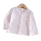 Mädchen Nan Ripp-Strick Bio-Gefühl Baby-Strickjacke mit Knopfverschluss und gesticktem Bogen R&B