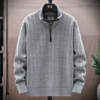 Herren Strickpullover mit Stehkragen und halbem Reißverschluss