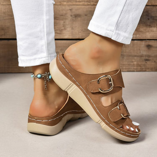 Damen Komfortable und stilvolle Zehentrenner-Sandalen mit verstellbarem Riemendesign R&B