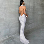 Damen Elegantes Wickelkleid mit tiefem V-Ausschnitt und schimmerndem Finish R&B