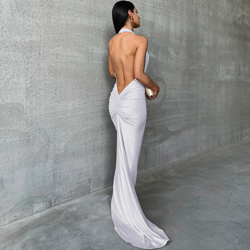 Damen Elegantes Wickelkleid mit tiefem V-Ausschnitt und schimmerndem Finish R&B