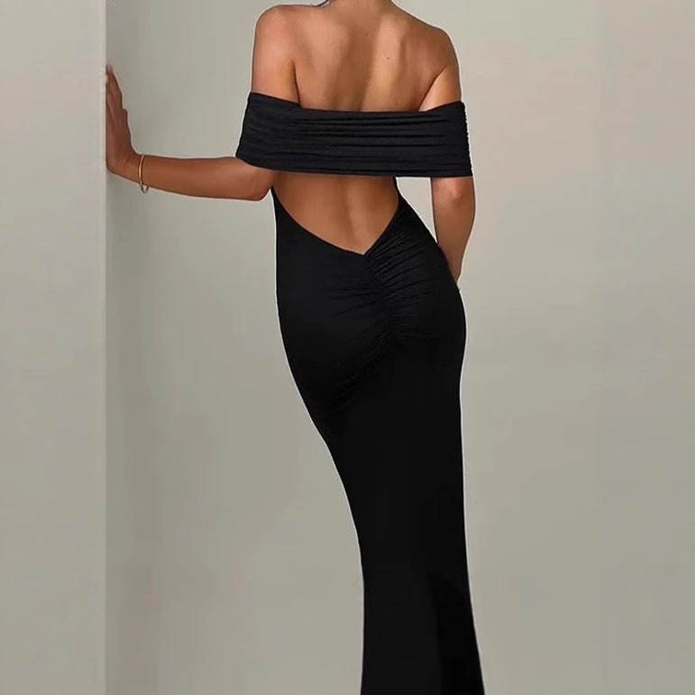 Damen Elegantes und figurbetontes Abendkleid mit schulterfreiem Design R&B