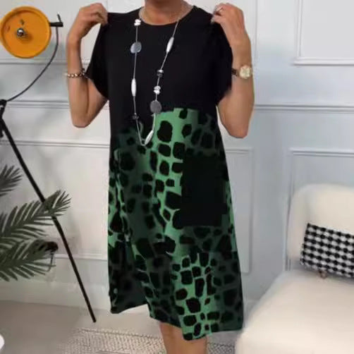 Damen Modisches A-Linie Kleid mit praktischen Taschen und kreativem Muster R&B