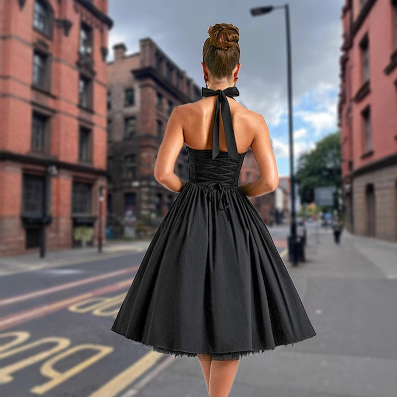 Damen A-Linien Cocktailkleid mit schulterfreiem Design und voluminösem Rock R&B