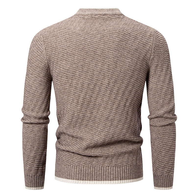 Herren strukturierter Pullover mit hochabschließendem Kragen R&B