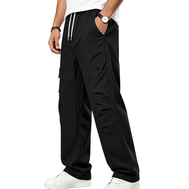 Herren nan lockere Cargo-Sweathose mit elastischem Tunnelzugbund, Pattentaschen und Knieabnähern R&B