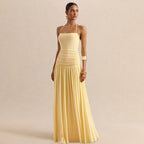 Damen Maxikleid mit Raffungen und schulterfreiem Design R&B