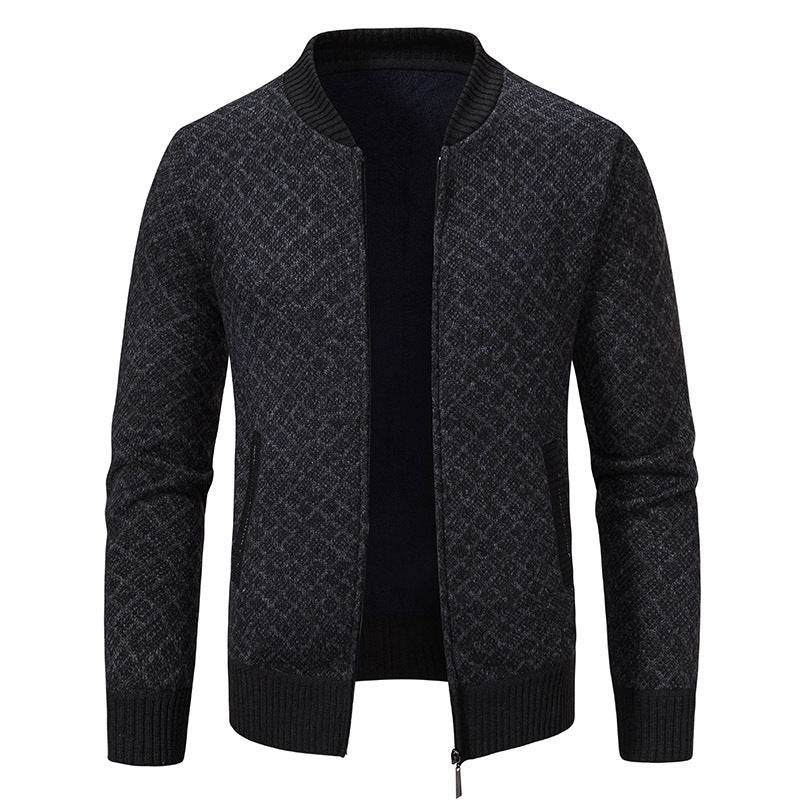 Herren Urbaner Strickjacke mit asymmetrischem Reißverschluss, hohem Kragen und modernen Details