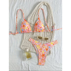 Damen Triangel-Bikini mit fröhlichem Motiv und verstellbaren Trägern R&B