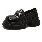 Damen Modische Loafers mit hochgezogenem Absatz und glänzender Oberfläche R&B