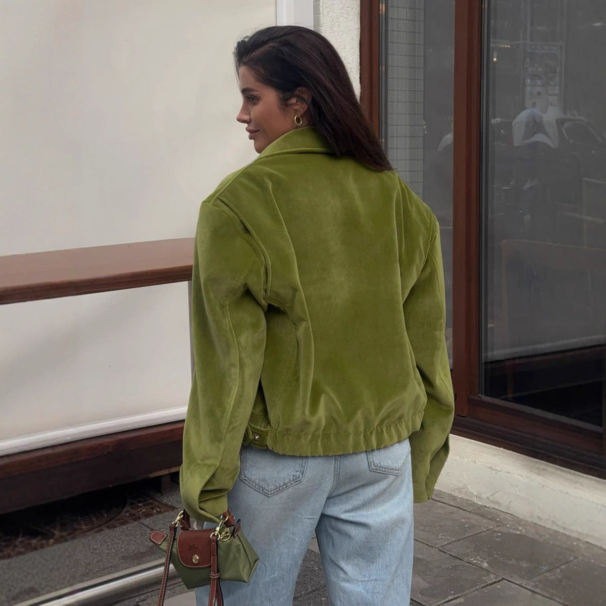 Damen Modische Veloursjacke mit elastischem Bund R&B
