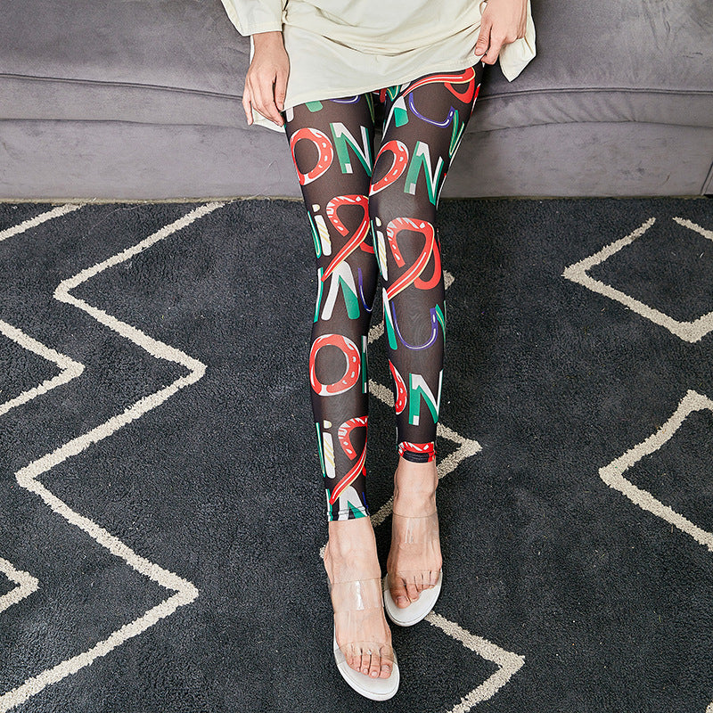 Damen Leggings mit modischem Schriftzug R&B