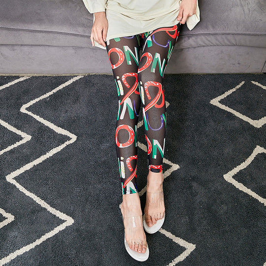Damen Leggings mit modischem Schriftzug R&B