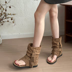 Damen Sandalen mit fransigem Design und modischem Absatz R&B