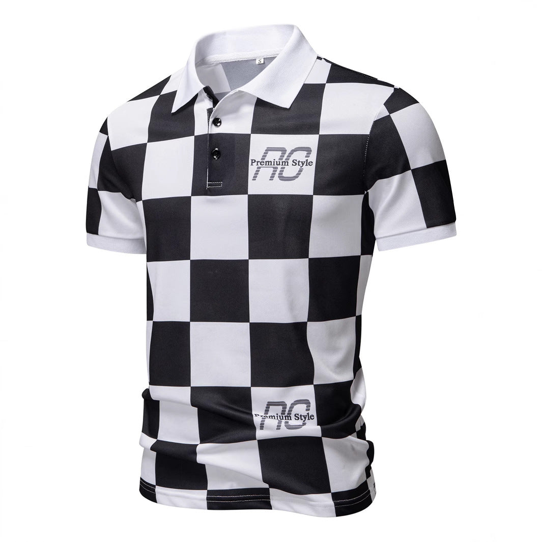 Herren Polo-Shirt mit kariertem Muster und modernem Kragen