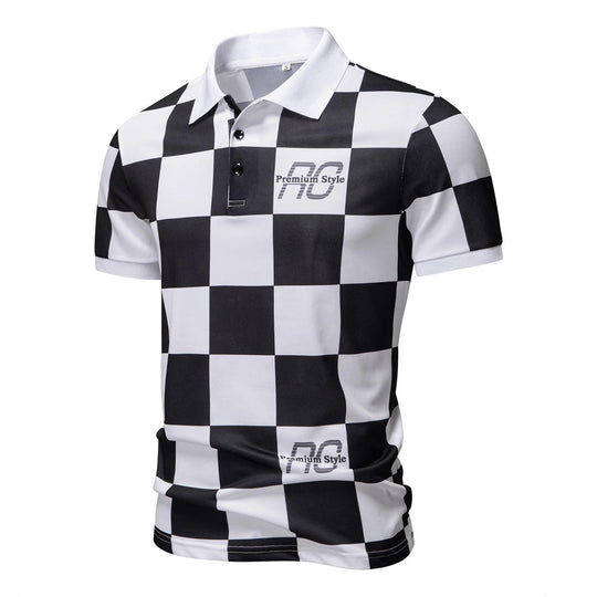 Herren Polo-Shirt mit kariertem Muster und modernem Kragen R&B