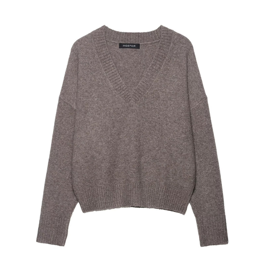 Damen kuscheliger V-Ausschnitt Pullover R&B