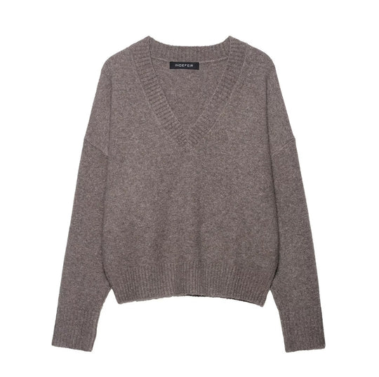 Damen kuscheliger V-Ausschnitt Pullover R&B