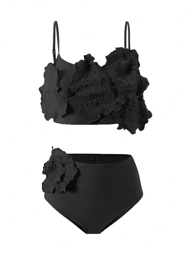 Damen Floral Bikini mit voluminösem Blüten-Design