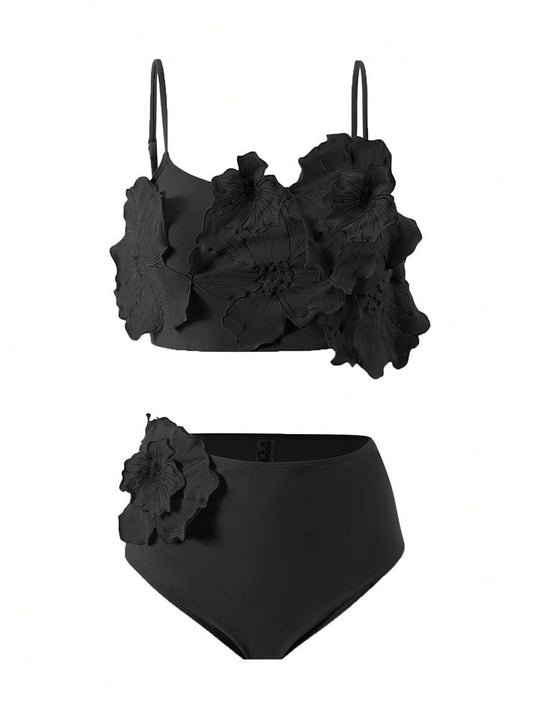 Damen Floral Bikini mit voluminösem Blüten-Design R&B