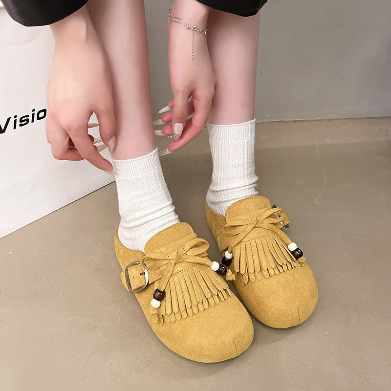 Damen Clogs mit fransigem Design und eleganter Schnalle R&B