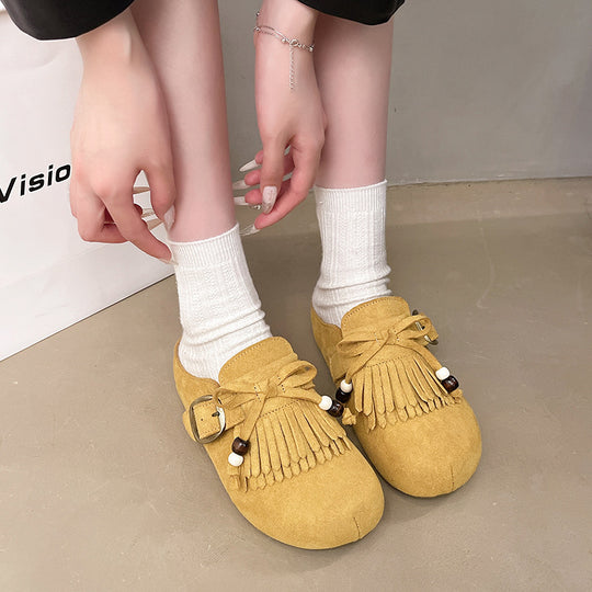 Damen Clogs mit fransigem Design und eleganter Schnalle R&B