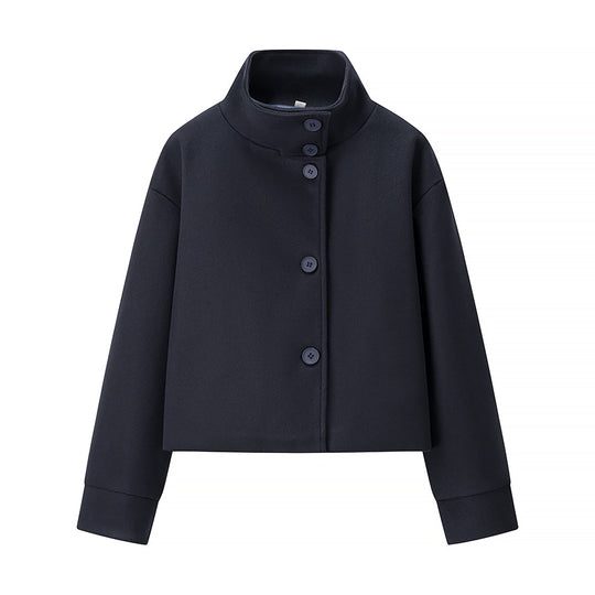 Damen elegante Kurzjacke mit hohem Kragen und dekorativen Knöpfen R&B
