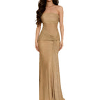 Damen Strapless Glamour Kleid mit eleganten Schals R&B