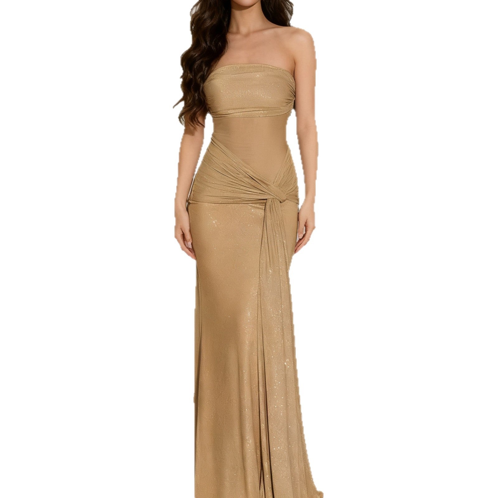 Damen Strapless Glamour Kleid mit eleganten Schals R&B