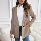 Damen elegante Karo-Blazerjacke R&B